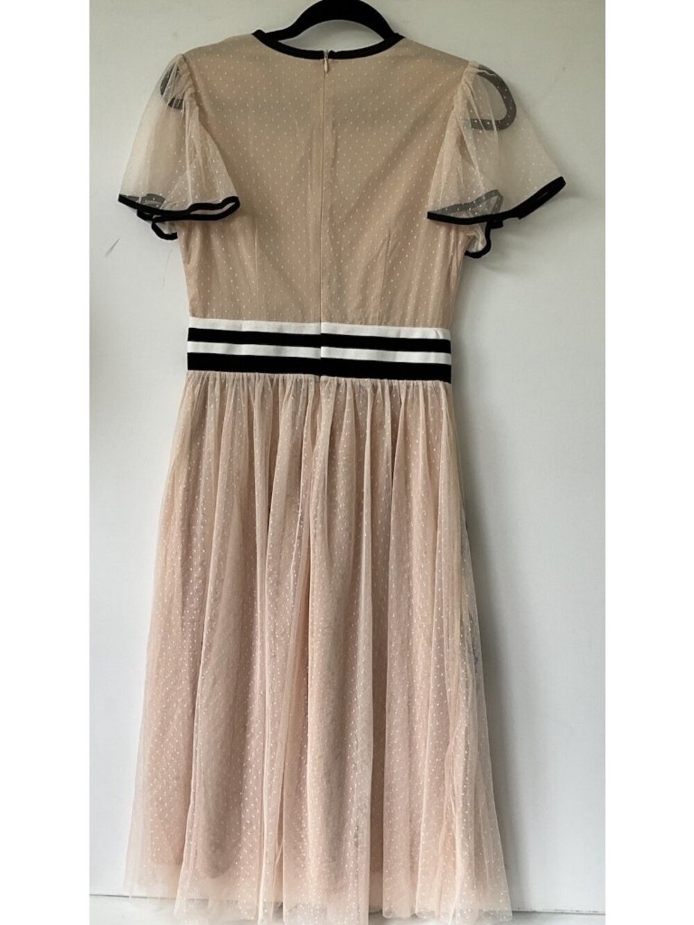 Unbranded  Midi Dress Embroidered Floral Tulle Sequin Flutter Sleeve M - Picture 4 of 6
